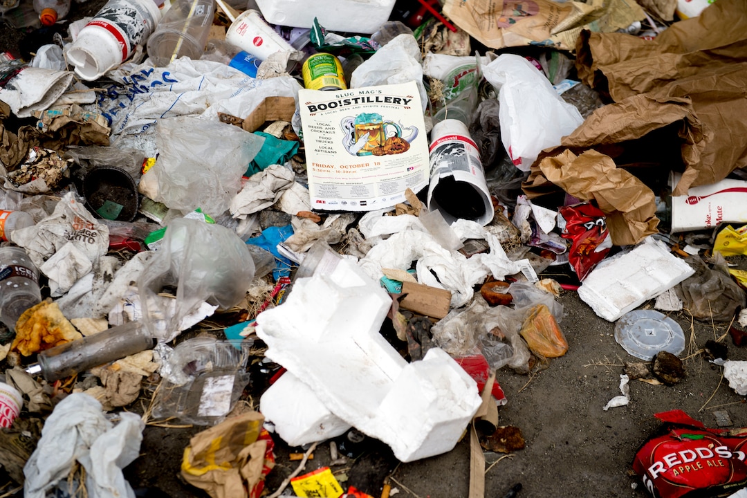 (Jeremy Harmon  |  The Salt Lake Tribune) Garbage covers the ground outside the abandoned A&Z Produce warehouse on 500 South. The property will be part of a 12.4-acre area just west of downtown Salt Lake City. The development, called Post District, is mostly comprised of the block between 300 and 400 West and 500 and 600 South. Photographed on Thursday, Oct. 17, 2019.