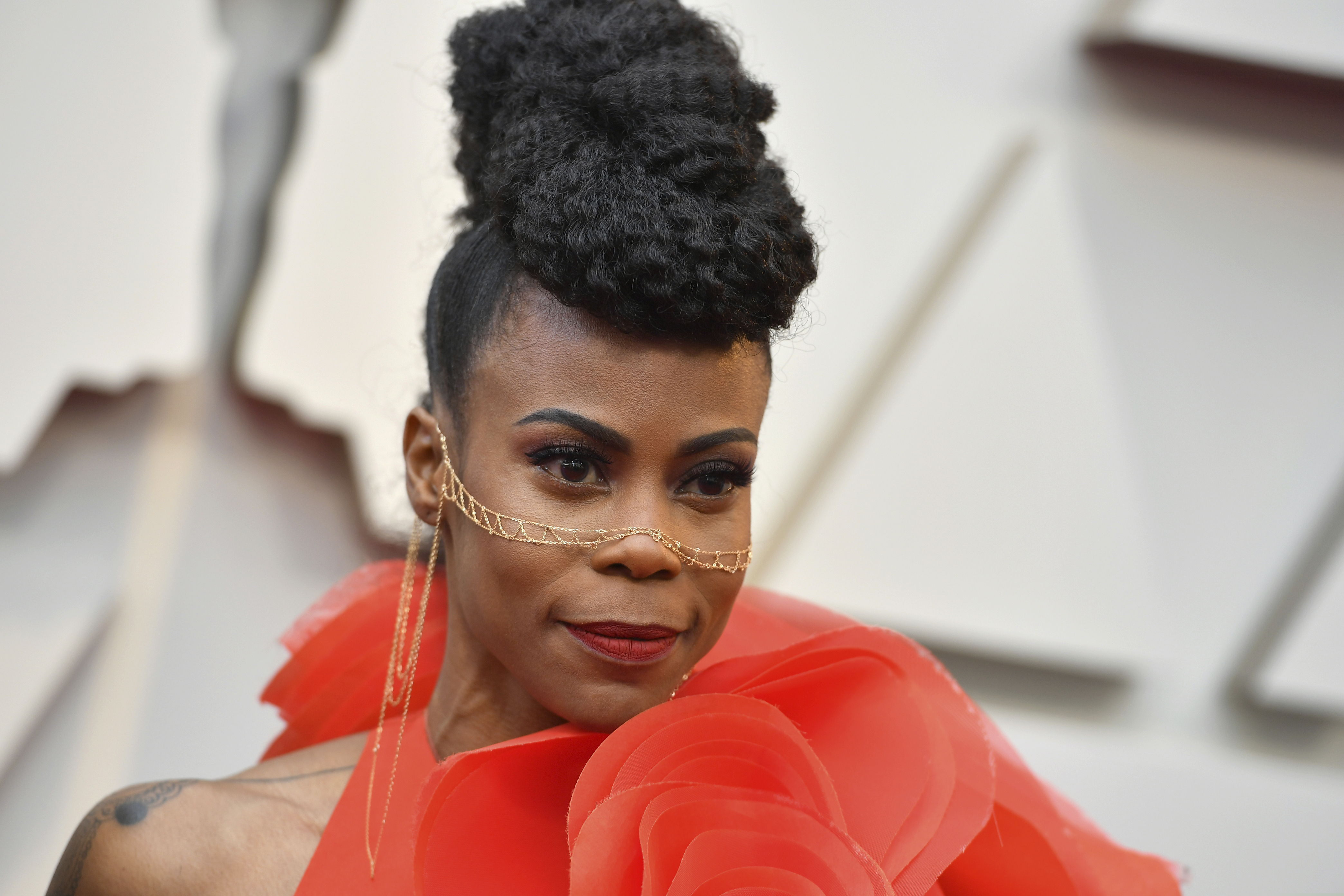 Hannah Beachler arrives at the Oscars on Sunday, Feb. 24, 2019, at the Dolby Theatre in Los Angeles. (Photo by Jordan Strauss/Invision/AP)