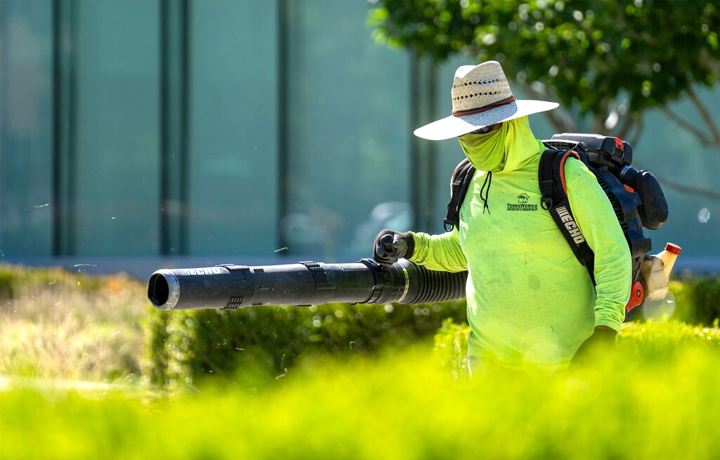 (Rick Egan | The Salt Lake Tribune)  A construction worker works in the hot sun, on Monday, July 8, 2024.