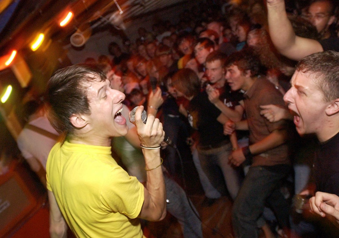 Salt Lake City - The Blood Broythers on stage as fans go wild at Kilby Court, an all-ages garage-turned music venue.Ryan Galbraith07/19/04