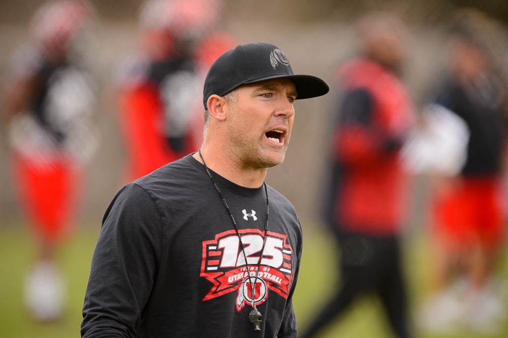 (Trent Nelson | The Salt Lake Tribune)  Linebackers coach Colton Swan at University of Utah football practice in Salt Lake City on Tuesday March 26, 2019.
