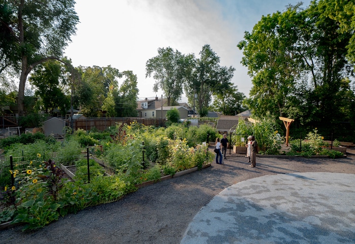 (Francisco Kjolseth | The Salt Lake Tribune) Salt Lake City unveils its newest community garden at Richmond Park on Wednesday, Aug. 4, 2021.