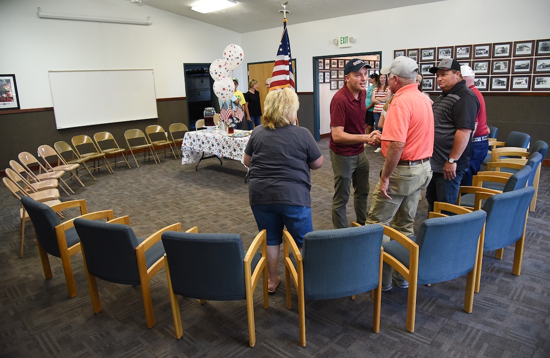(Francisco Kjolseth  |  The Salt Lake Tribune)  Residents of the town of Fielding in northern Utah welcome Lt. Gov. Spencer Cox as he attempts to visit each city and town in Utah during his gubernatorial campaign tour.
