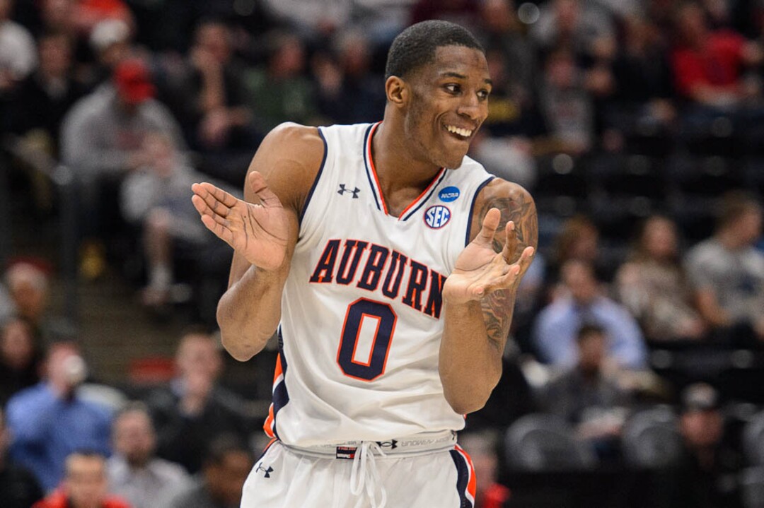 (Trent Nelson | The Salt Lake Tribune)  Auburn Tigers forward Horace Spencer (0) as Auburn faces New Mexico State in the 2019 NCAA Tournament in Salt Lake City on Thursday March 21, 2019.