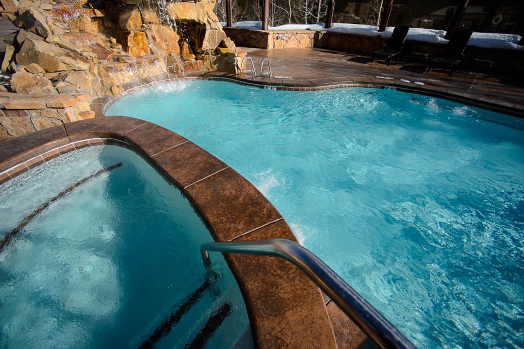 (Trent Nelson | The Salt Lake Tribune)A pool at the Stein Eriksen Lodge in Park City on Thursday Dec. 20, 2018. The Forbes Travel Guide recently named Utah's Stein Eriksen Lodge as one of the most "Luxurious Hotels in the World."