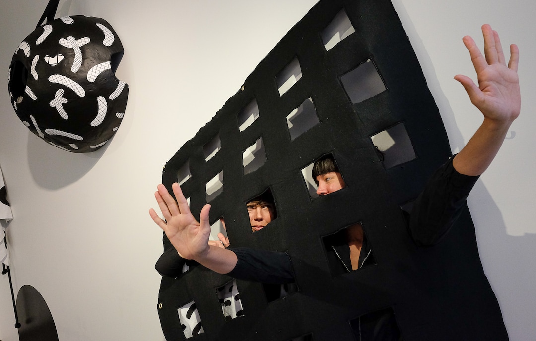 (Francisco Kjolseth  |  The Salt Lake Tribune)  Artists Lisa Iglesias, left, and her twin sister Janelle, known as Las Hermanas Iglesias, play around in UMFA's new ACME Lab among the interactive art they've created.