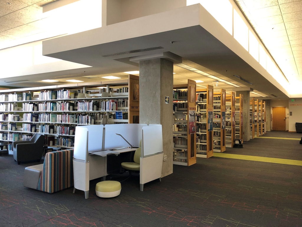 (Alyssa Varner  |  Salt Lake Community College) At the Markosian Library at Salt Lake Community College's Taylorsville campus, staffing shortages have forced librarians to close at 10 p.m. rather than midnight.