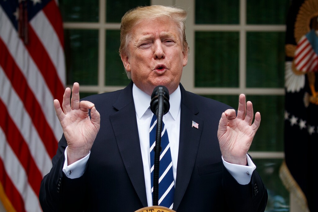 (Evan Vucci | The Associated Press) President Donald Trump delivers a statement in the Rose Garden of the White House, Wednesday, May 22, 2019, in Washington.