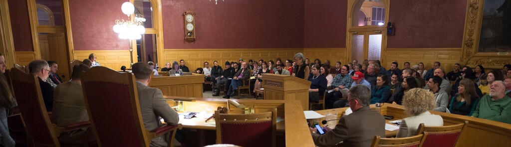 Steve Griffin / The Salt Lake TribuneSalt Lake City Council members listen to residents who live near four new proposed homeless shelters as they share their feelings with the Council and the mayor during the council's first meeting of the year at the City and County Building in Salt Lake City Tuesday January 3, 2017. 