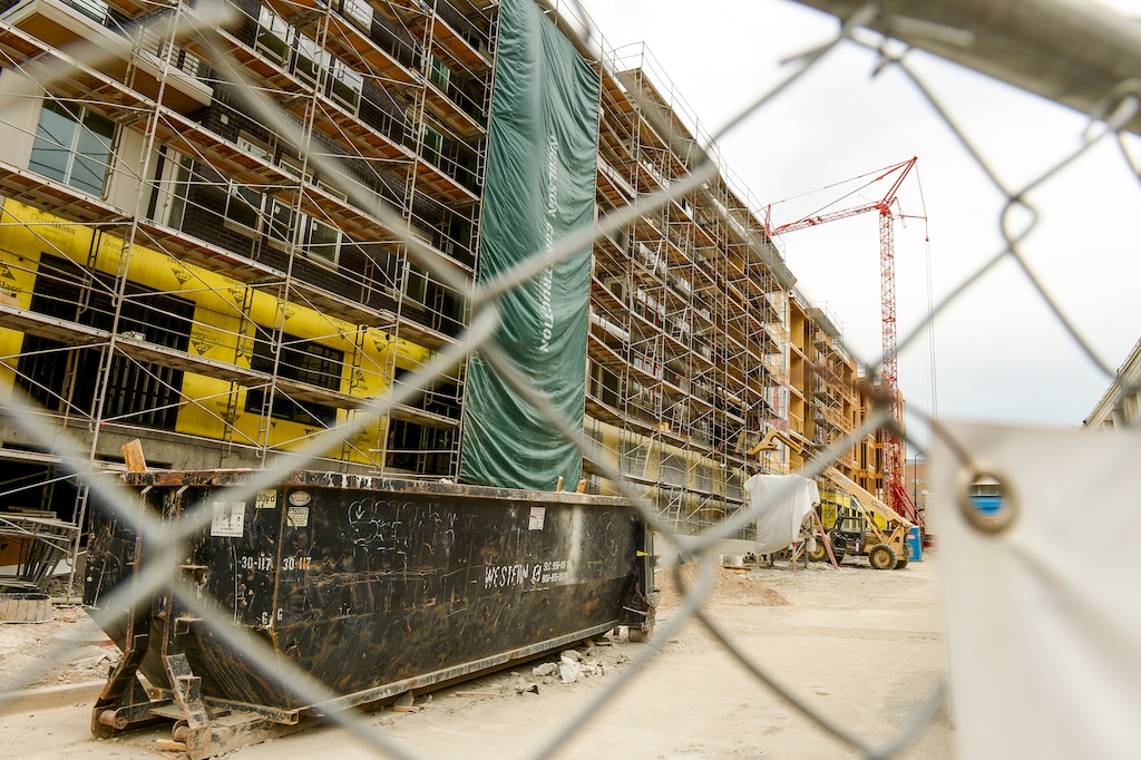 Leah Hogsten | The Salt Lake Tribune High occupancy housing under construction at 3rd West and North Temple, July 18, 2018. Utah leads the nation in job growth by percentage over the last 12 months in construction, which saw a 6.2 increase in the number of jobs.