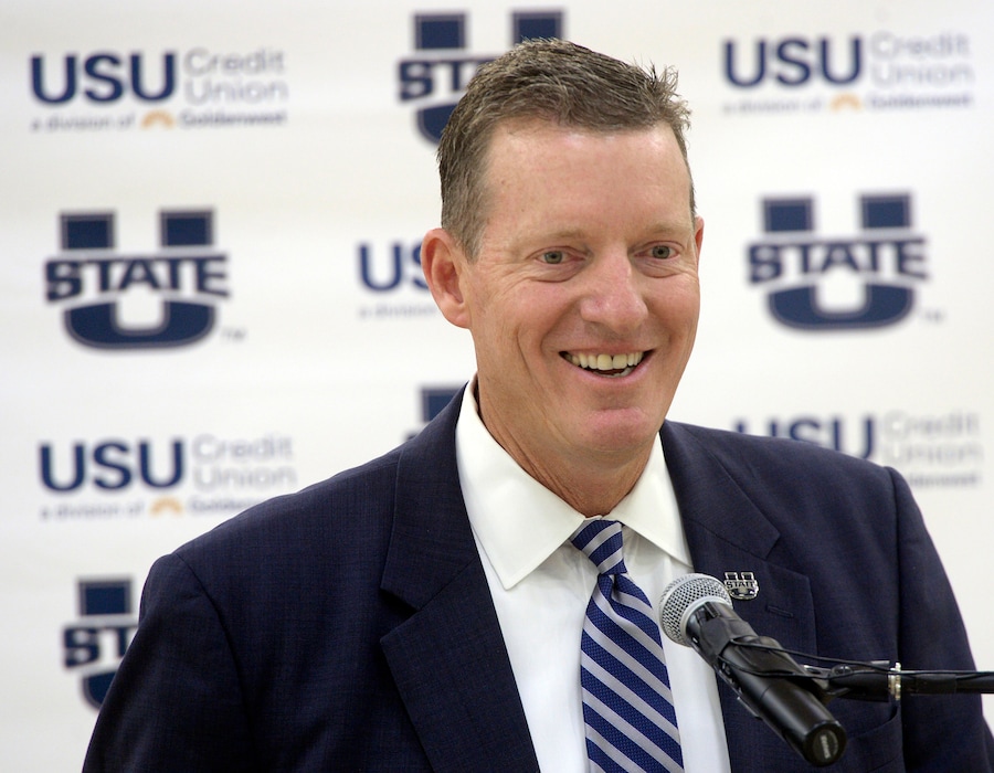 Al Hartmann |  The Salt Lake Tribune
Utah State University introduced John Hartwell as its new Vice President and Director of Athletics at the Wayne Estes Center in June 2015. Hartwell resigned his position this week.