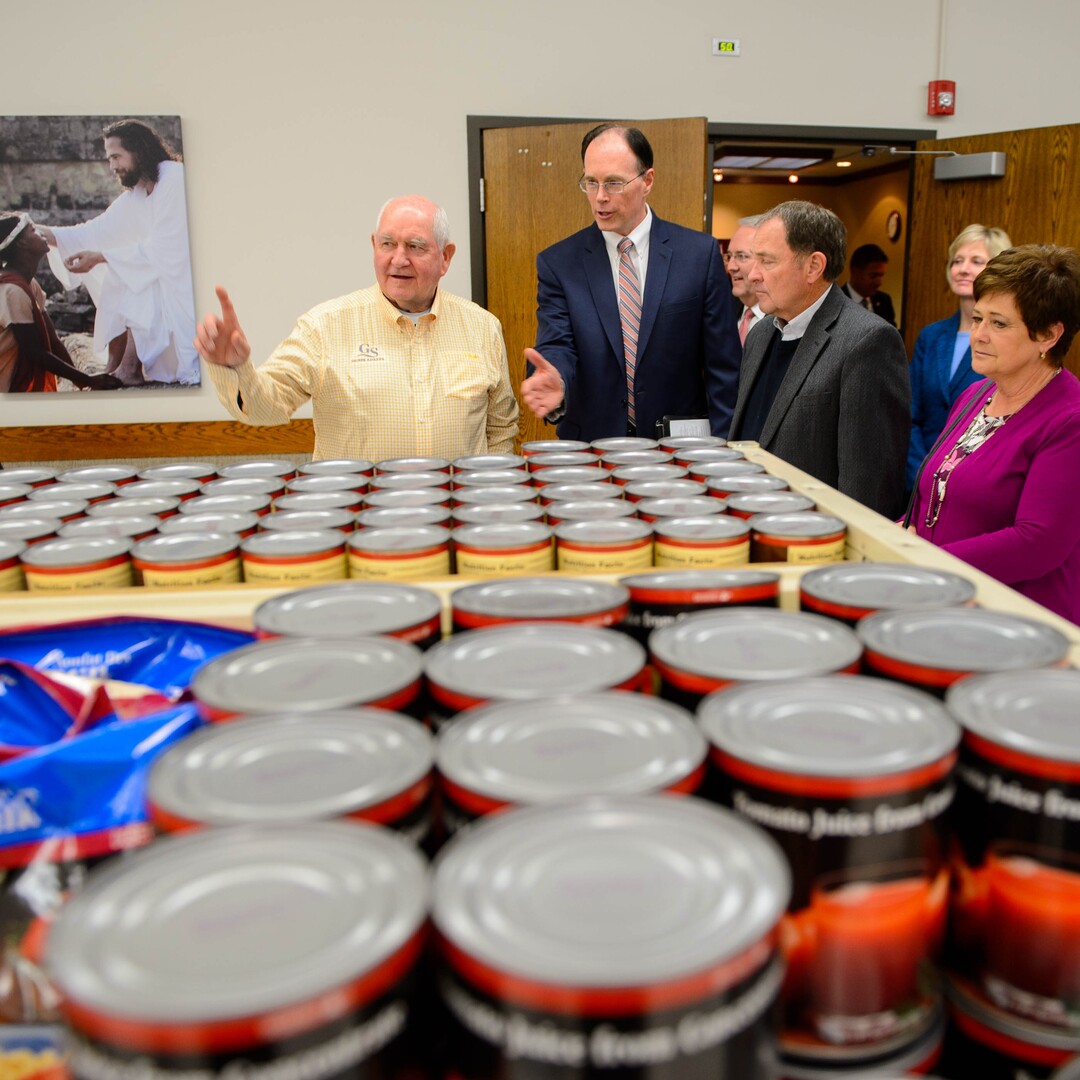 (Trent Nelson  |  The Salt Lake Tribune)  Agriculture Secretary Sonny Perdue, left, on a tour of Welfare Square in Salt Lake City on Wednesday May 22, 2019.
