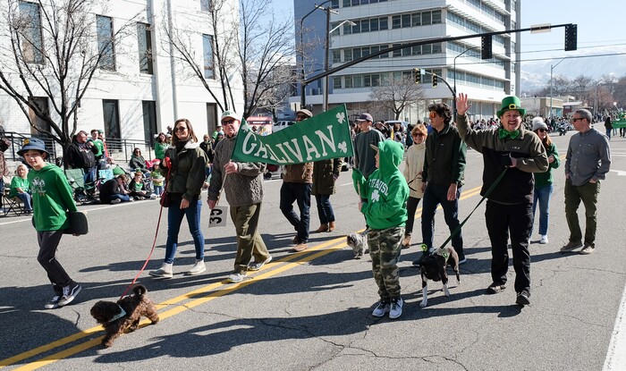 (Francisco Kjolseth | The Salt Lake Tribune) Members of the Gallivan family join the fun as Salt Lake CityÕs Irish community celebrates their 41st annual St. PatrickÕs Day Parade with crowds lining up to take in the festivities.