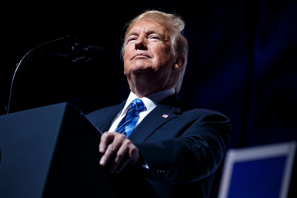 President Donald Trump speaks during the Veterans of Foreign Wars of the United States National Convention Tuesday, July 24, 2018, in Kansas City, Mo. (AP Photo/Evan Vucci)