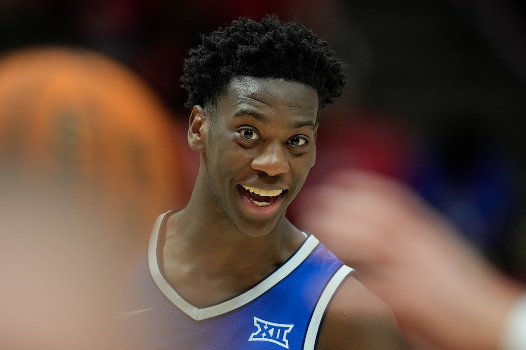 (Francisco Kjolseth | The Salt Lake Tribune) BYU Cougars forward AJ Dybantsa (3) as Utah hosts BYU, NCAA basketball in Salt Lake City on Saturday, Jan. 10, 2026.