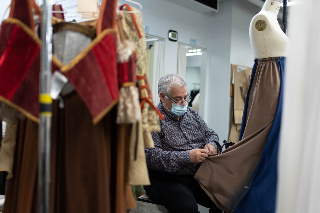 (Francisco Kjolseth | The Salt Lake Tribune) David Heuvel, the retiring director of costume production at Ballet West, who has spent five decades in the arts industry, helps complete costumes for his final hurrah designing outfits for Romeo and Juliet on Thursday, Feb. 3, 2022.