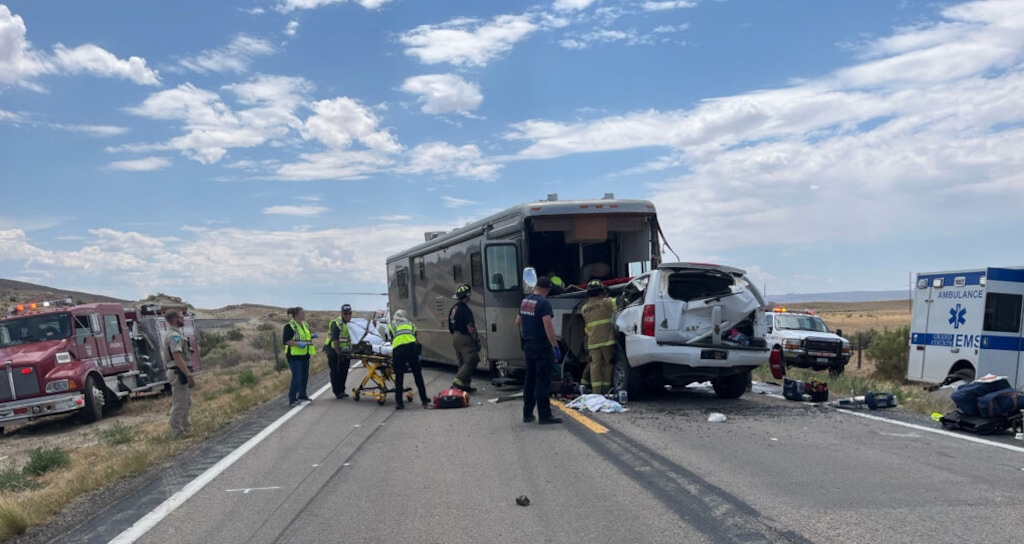 (Utah Highway Patrol) The driver of the white Suburban reportedly crossed the centerline at a high rate of speed prior to the crash.