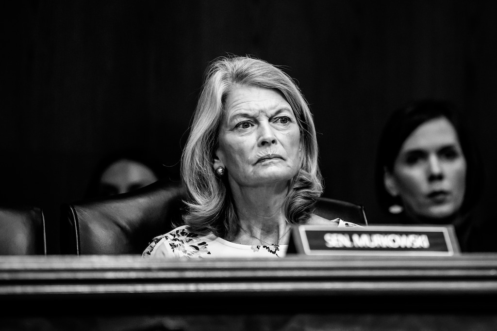 Sen. Lisa Murkowski (R-Alaska) during a hearing on Capitol Hill in Washington, Jan. 30, 2025. (Mark Peterson/The New York Times)