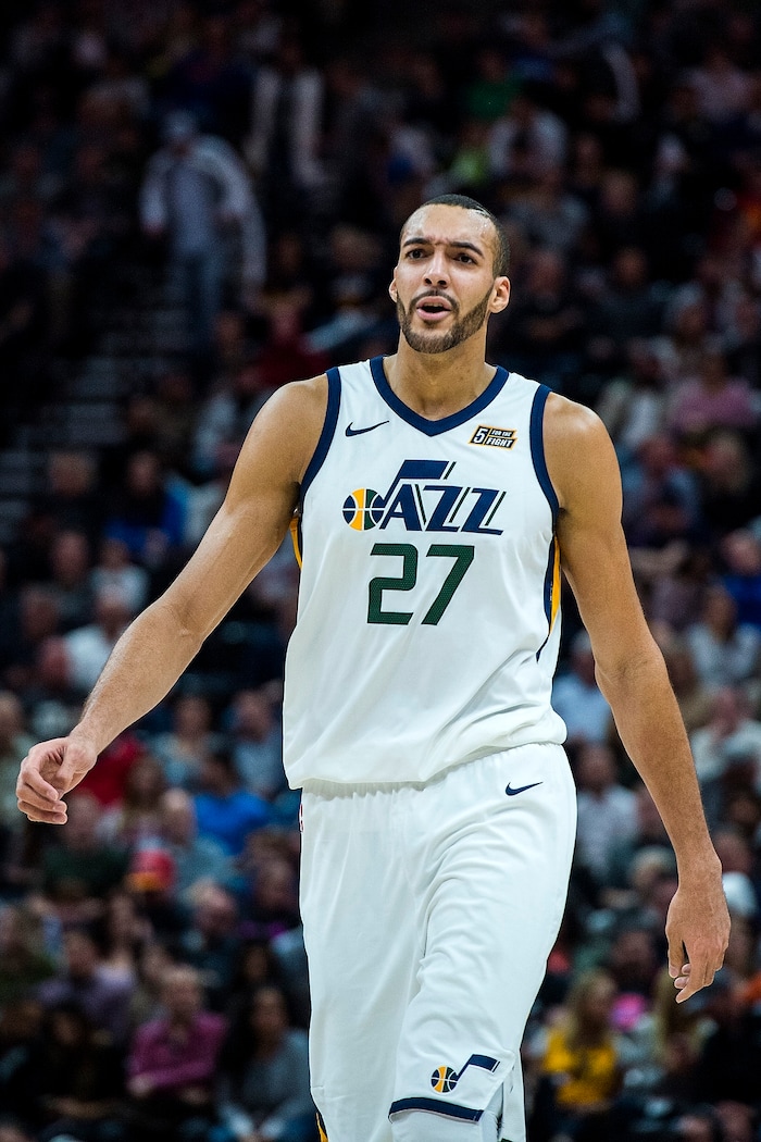 (Chris Detrick  |  The Salt Lake Tribune)  Utah Jazz center Rudy Gobert (27) during the game at Vivint Smart Home Arena Friday, January 19, 2018.  