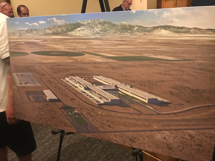 (Ben Wood | The Salt Lake Tribune) A rendering of the planned Facebook data center to be build in Eagle Mountain. The center was announced by Gov. Gary Herbert on Wednesday, May 30, 2018.