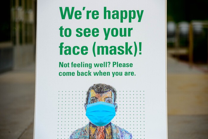 (Trent Nelson  |  The Salt Lake Tribune) Viola Frey's Ethnic Man appears wearing a mask as Utah Museum of Fine Arts in Salt Lake City opens for the first time in five months, with new COVID-19 restrictions in place, on Wednesday, Aug. 26, 2020.