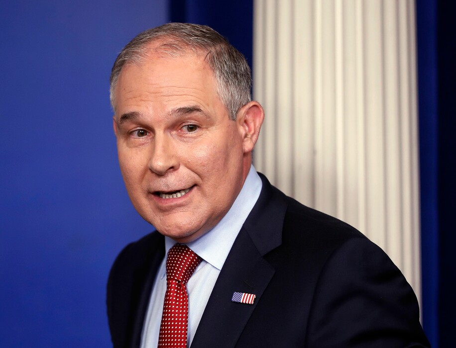 (Pablo Martinez Monsivais | The Associated Press) In this June 2, 2017 file photo, EPA Administrator Scott Pruitt looks back after speaking to the media during the daily briefing in the Brady Press Briefing Room of the White House in Washington.  Pruitt says he'll revive a Bush-era program to maintain an open dialogue with American businesses. Pruitt says the collaboration will boost the economy while delivering "better environmental outcomes."