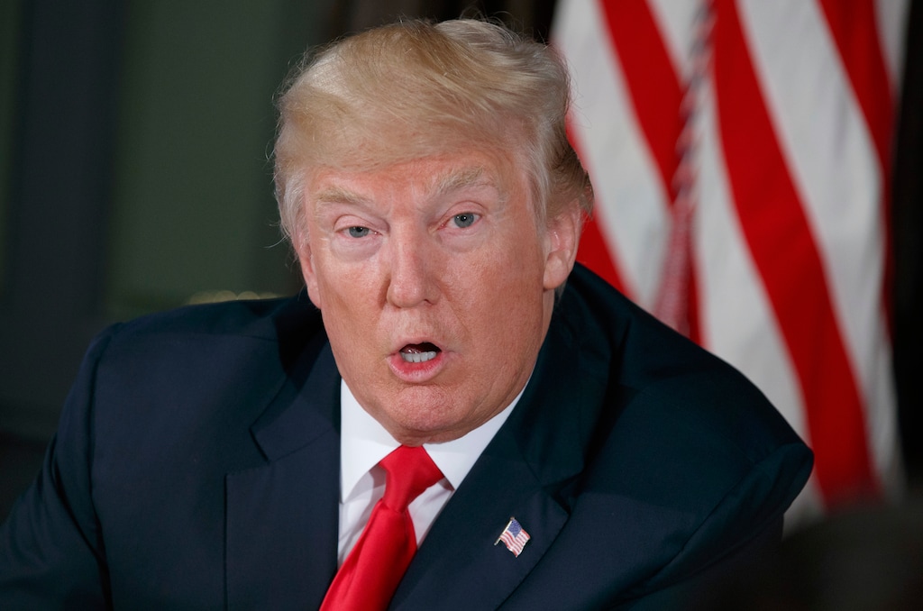 FILE - In this Tuesday, Aug. 8, 2017, file photo, President Donald Trump speaks during a briefing at Trump National Golf Club in Bedminster, N.J.  A new Associated Press-NORC poll finds that North Korea’s nuclear weapons development is spooking most Americans. Two-thirds of them say President Donald Trump’s war of words with the isolated nation’s leader is making the situation worse. Less than one in 10 think Trump’s comments are making it better. (AP Photo/Evan Vucci, File)