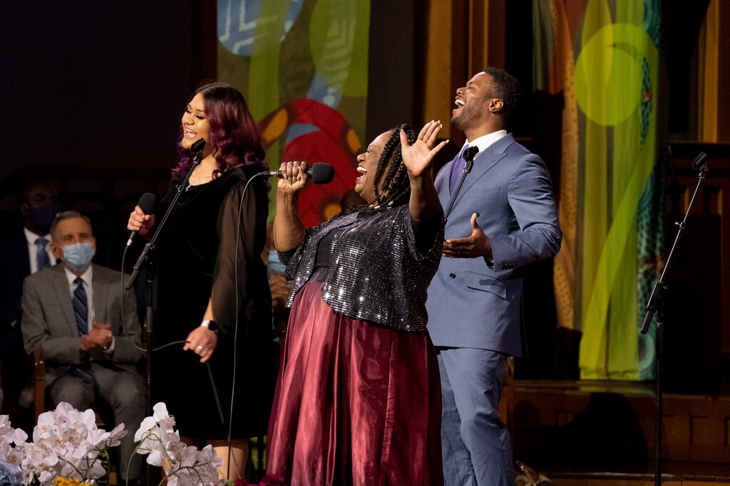 (The Church of Jesus Christ of Latter-day Saints)
The Debra Bonner Unity Gospel Choir sings at the 50th anniversary of the Genesis Group in the Tabernacle on Temple Square, Salt Lake City on Oct. 23, 2021.