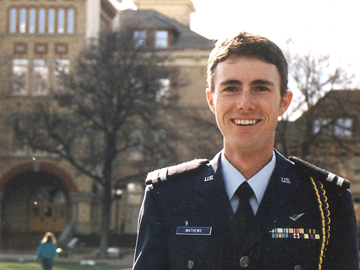 (Deepfocus Productions) Brett Matthews, as an Air Force ROTC student at Utah State University in the 1990s. Matthews, who fought the military's "Don't Ask, Don't Tell" policy when he was discharged from the U.S. Air Force in 1998, died Aug. 24, 2021, in his home in Tooele, Utah, at age 49.