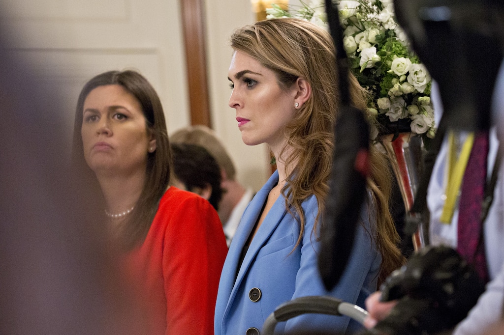 White House Communications Director Hope Hicks (right) in the State Dining Room of the White House in Washington on Feb. 21, 2018. (Andrew Harrer | Bloomberg)