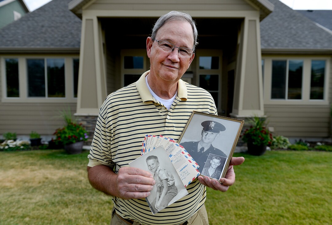 (Francisco Kjolseth  |  The Salt Lake Tribune)  Michael Bliss' father, Army 1st Lt. Clarence Bruce Bliss, went missing in action in 1952 during the Korean War when the younger Bliss was 3 years old. Now the 70-year-old resident of Midway, UT, holding photos of himself and his father along with correspondence his parents exchanged, hopes the remains the North Korean government recently provided to the United States includes his father.