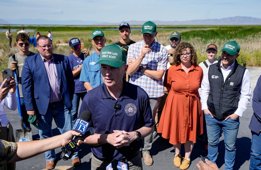 (Francisco Kjolseth | The Salt Lake Tribune) Gov. Spencer Cox talks about signing an Executive Order establishing a statewide framework to guide the evaluation and development of large data center projects in Utah on Friday, May 29, 2026. It prioritizes protection of GSL and utility ratepayers, and follows immense public backlash to the Stratos Project. The governor had just concluded convening with state, federal, philanthropic, scientific, business and conservation leaders for a Great Salt Lake Roundtable focused on the next phase of coordinated action and partnership.