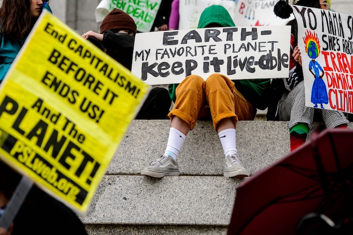 (Trent Nelson  |  The Salt Lake Tribune)  
The Utah Youth Climate Strike on the steps of the Utah State Capitol Building in Salt Lake City on Friday Sept. 20, 2019.