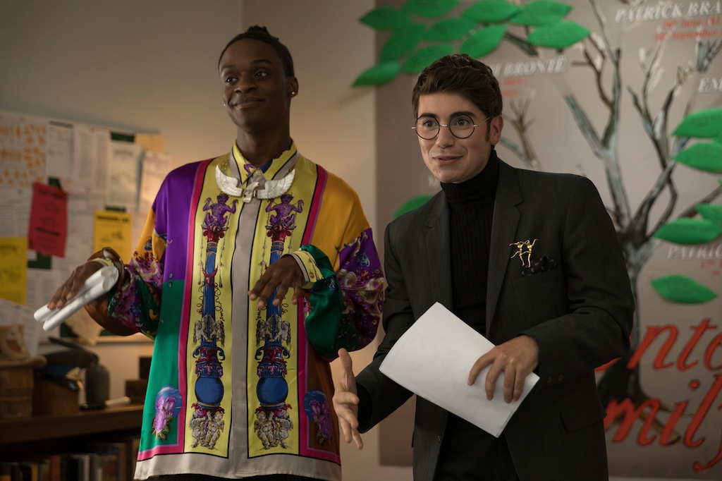 (Francois Duhamel/Annapurna Pictures via AP)  This image released by Annapurna Pictures shows Austin Crute, left, and Noah Galvin in a scene from the film "Booksmart," directed by Olivia Wilde.