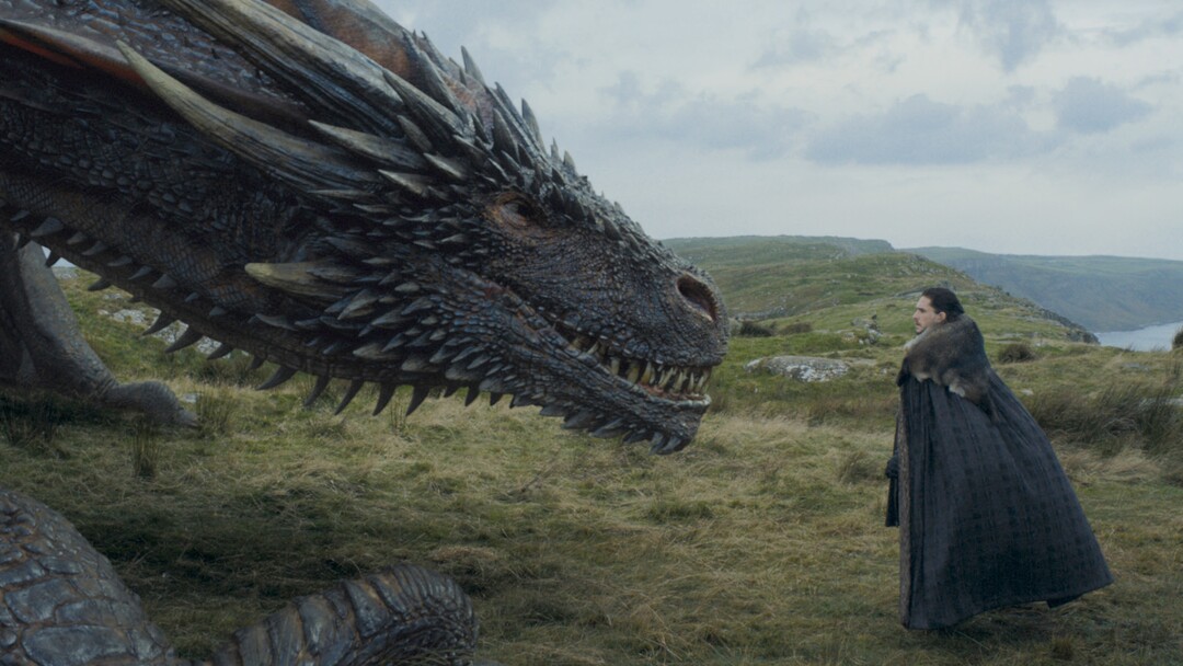 (Photo courtesy HBO) Jon Snow meets Drogon in “Game of Thrones.”