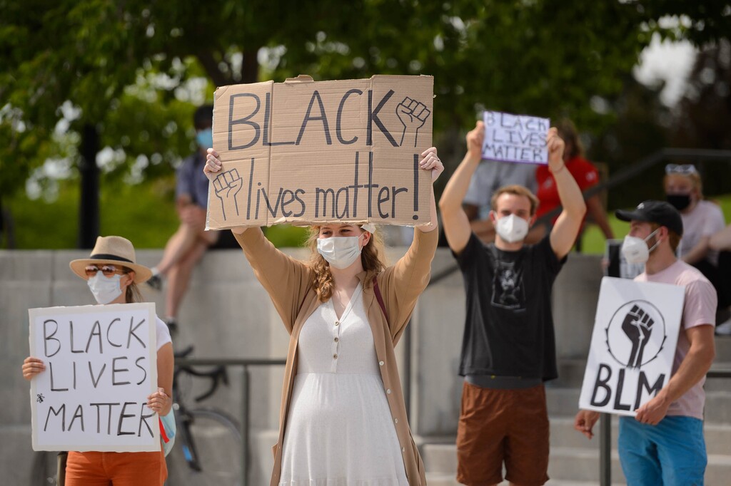 (Trent Nelson  |  The Salt Lake Tribune) People gather to protest police brutality at the State Capitol in Salt Lake City on Monday, June 15, 2020.