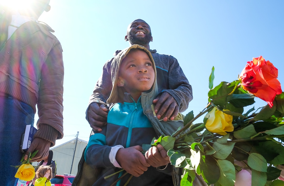 (Francisco Kjolseth  |  The Salt Lake Tribune)  Imad Iddrisu, 5, holds flowers recently received by people showing their love and support for the small community of members at the Al Sahaba Mosque in Orem who gathered following Friday prayers in solidarity following the tragic shootings in New Zealand. When asked by a family member why he received flowers he responded "because they love me." 