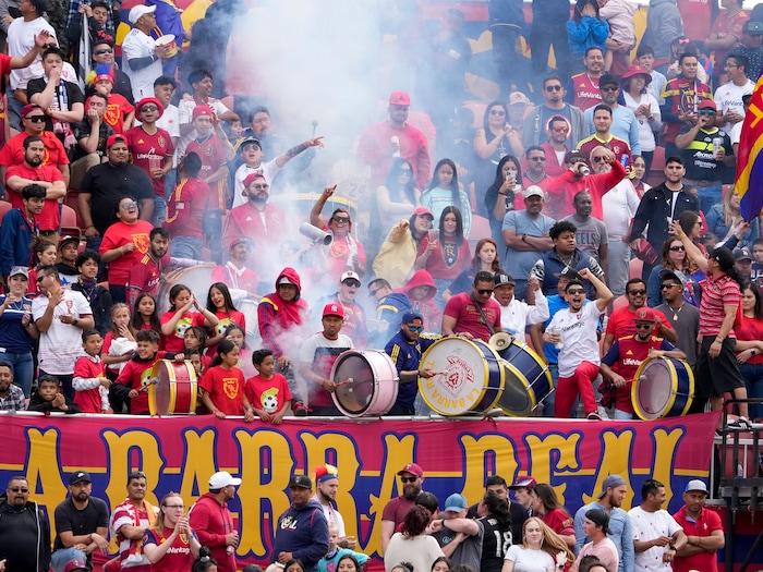 (Leah Hogsten | The Salt Lake Tribune) as Real Salt Lake hosts LA Galaxy at Rio Tinto Stadium, Saturday, April 30, 2022. Real Salt Lake defender Marcelo Silva (30) scored the one goal to win the match 1-0.