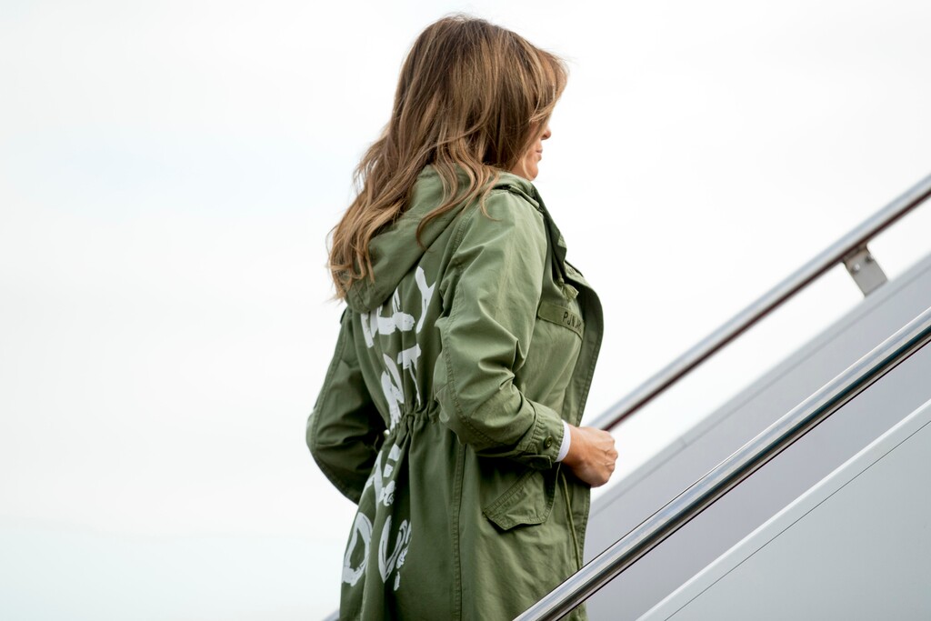 First lady Melania Trump boards a plane at Andrews Air Force Base, Md., Thursday, June 21, 2018, to travel to Texas. (AP Photo/Andrew Harnik)