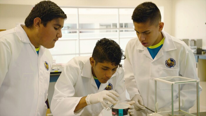 (IQ 190 Productions  |  courtesy Sundance Institute) Fernando Miguel Sánchez Villalobos, Jose Manuel Elizade Esparaza and Jesús Alfonso Martínez Aranda (from left) are high-school scientists who appear in Laura Nix's "Inventing Tomorrow," which will screen in the U.S. Documentary competition of the 2018 Sundance Film Festival.