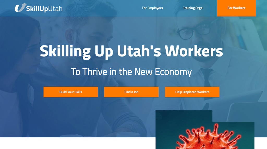 (Image courtesy of SkillUpUtah.com) A Salt Lake City company has partnered with several top Utah colleges and others to create a new online job-training program clearinghouse for workers displaced by the pandemic, called SkillUpUtah.com.