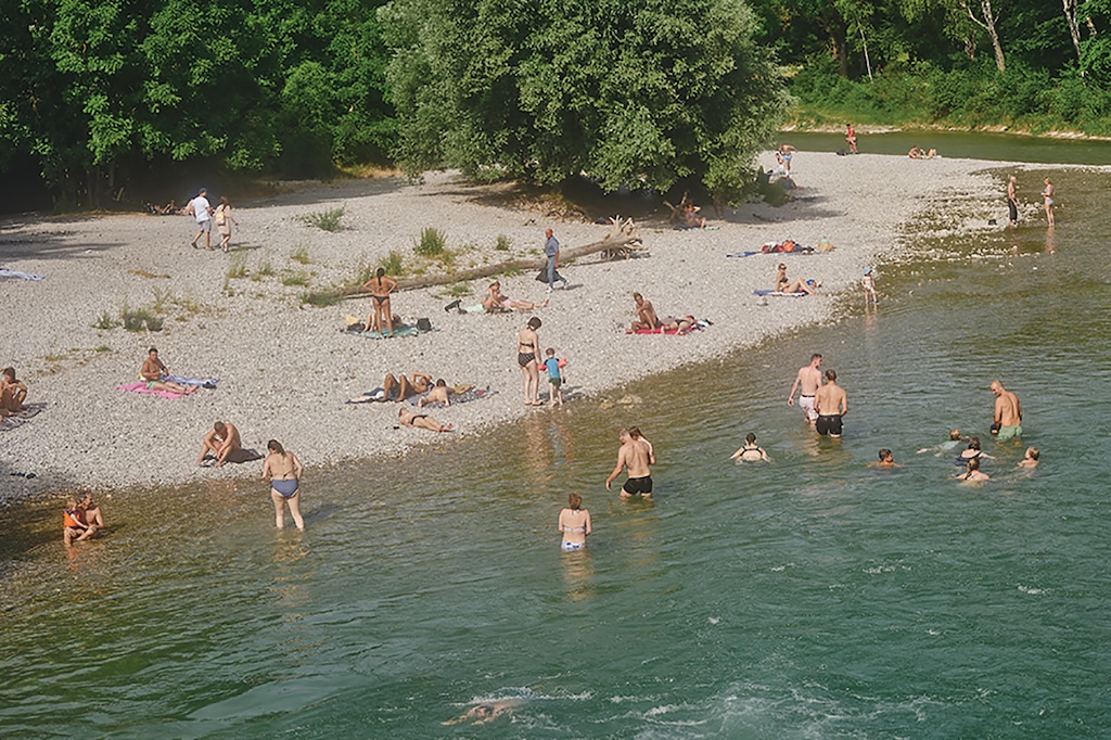 The Isar River in Central Munich, photographed between May 29-June 22, 2023. (Sandra Singh for The New York Times)