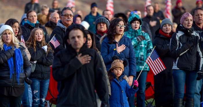 Leah Hogsten  |  The Salt Lake Tribune   Veterans, family members of active and retired military and patriotic supporters celebrated Veteran's Day at the Barker Park amphitheater in North Ogden with a  memorial for North Ogden's hometown hero Army Major Brent Russell Taylor, who was killed in action on November 3, 2018, while training an Afghan Army commando battalion in Afghanistan.
