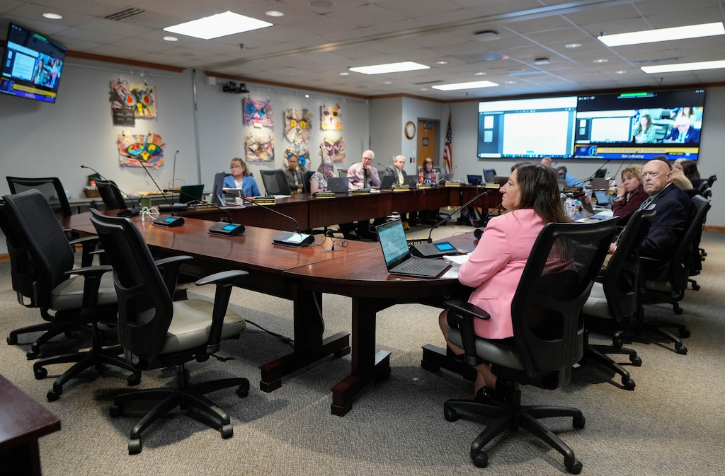 (Francisco Kjolseth | The Salt Lake Tribune) The Utah State Board of Education meets on Thursday, August 3, 2023. Nearly 60% of the board members are women, according to a report from the Utah Women and Leadership Project. That's the second highest of any state board or commission.