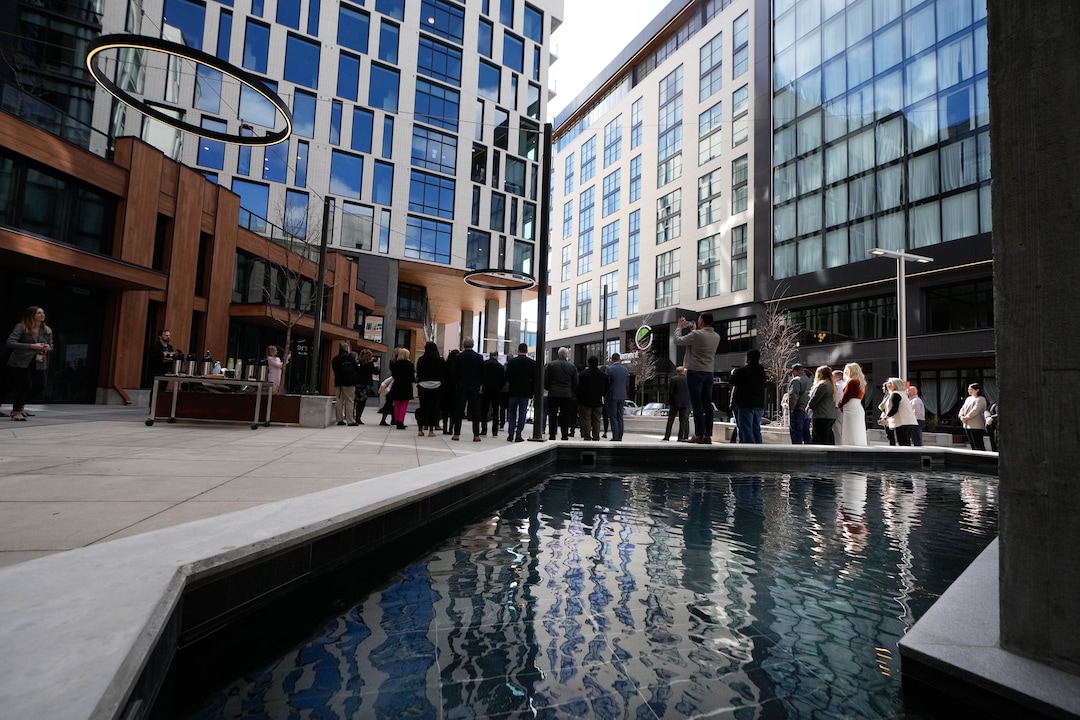 (Francisco Kjolseth | The Salt Lake Tribune) A new residential and hospitality center known West Quarter, located at 100 South and 300 West in Salt Lake City, opened on Wednesday. It includes 240 luxury apartments in a tower called The Charles and 272 guest rooms spread over two hotels, Le Meridien and Element, along with several restaurants and soon-to-be opened retail outlets at ground level.