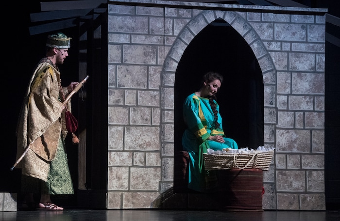 (Rick Egan  |  The Salt Lake Tribune) Daniel Lofgren plays Artaban and Katerina Nelson is Sariah in a rehearsal Nov. 27 of  "The Other Wise Man," a musical based on the Henry Van Dyke novella that opens Nov. 29 at Wasatch Jr. High.