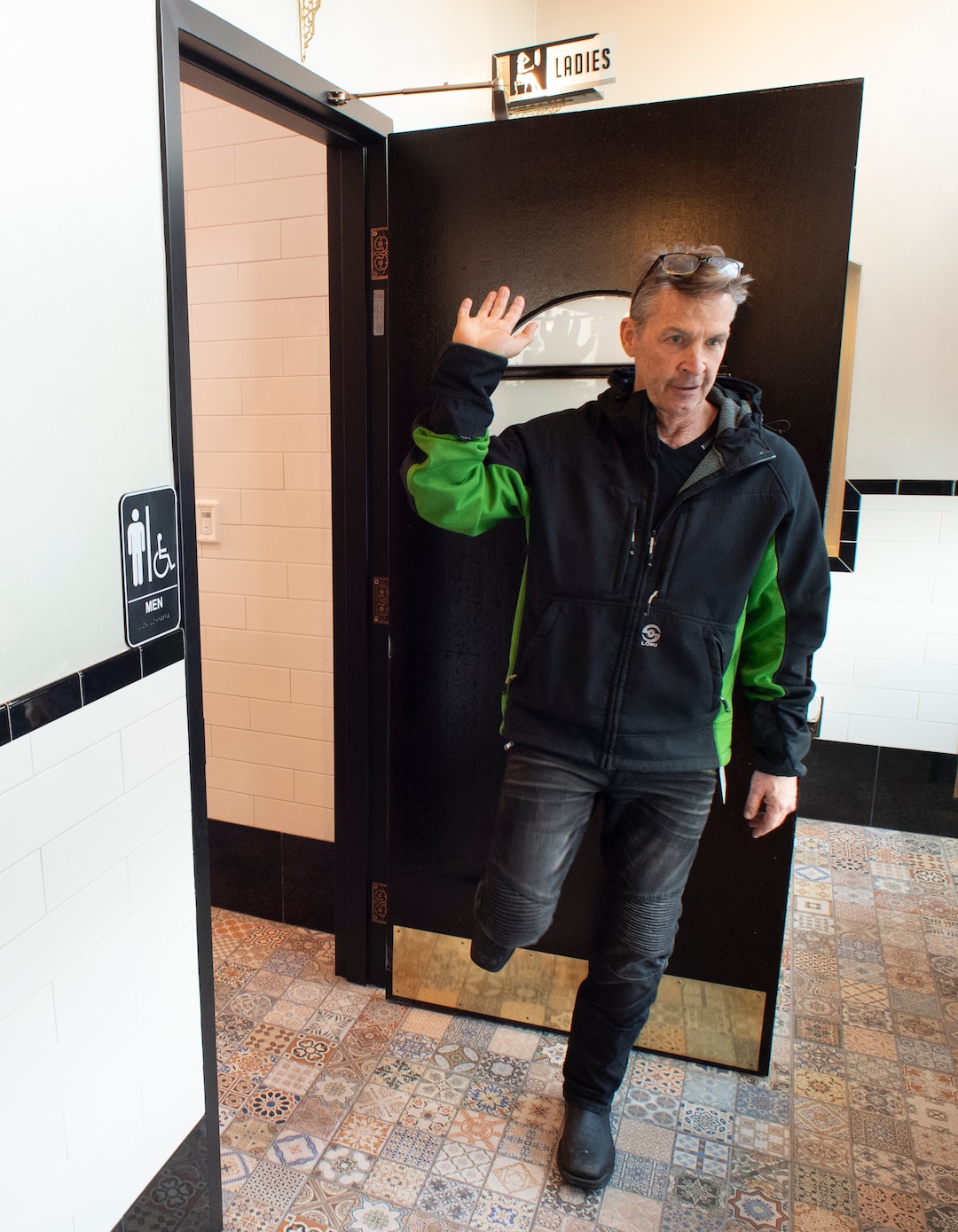 (Rick Egan  |  The Salt Lake Tribune)    Jim Leahy purchased and restored the antique booths, tables, chairs, including the original kitchen doors from Salt Lake City's iconic Lambs Grill, for his Tru Religion Pancake & Steakhouse, which opened recently in Orem, Friday, Dec. 28, 2018.