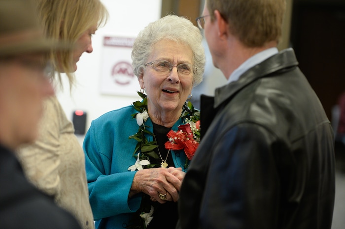 (Francisco Kjolseth  |  The Salt Lake Tribune)  As Midvale Mayor JoAnn Seghini heads into her retirement the city hosts a reception in her honor at Midvale City Hall on Thursday, Dec. 14, 2017.