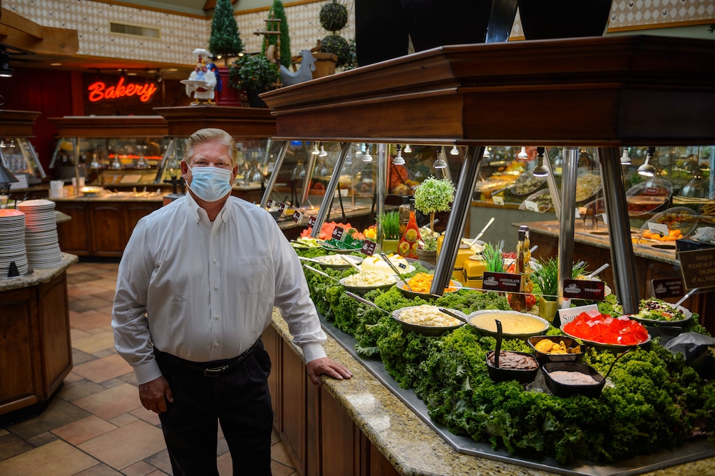 (Trent Nelson  |  The Salt Lake Tribune) Chuck-A-Rama President Rene Schuurman at the restaurant's Draper location on Thursday, Aug. 20, 2020. Chuck-A-Rama has opened 7 of its 9 locations with some restrictions and guidelines to keep employees and customers safe.