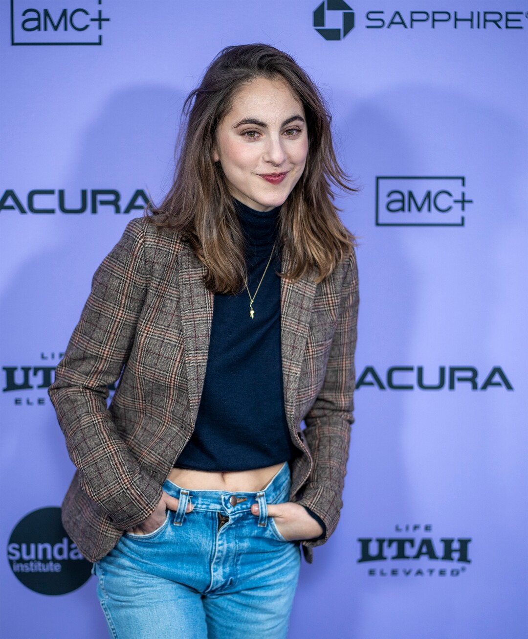 (Rick Egan | The Salt Lake Tribune)  Madeline Weinstein, on the press line for the premiere of "Between the Temples" at the Library Center in Park City, at the Sundance Film Festival, on Friday, Jan. 19, 2024.